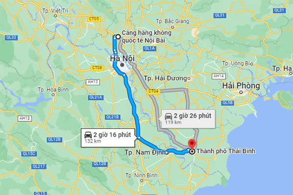 Quãng đường từ sân bay Nội Bài về Thái Bình giá tốt 